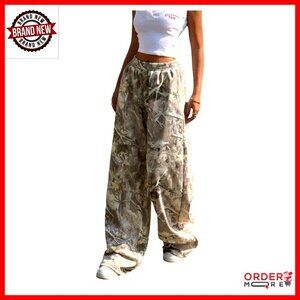 Women's Camo Sweatpants High Waisted Wide Leg Drawstring Track Pants